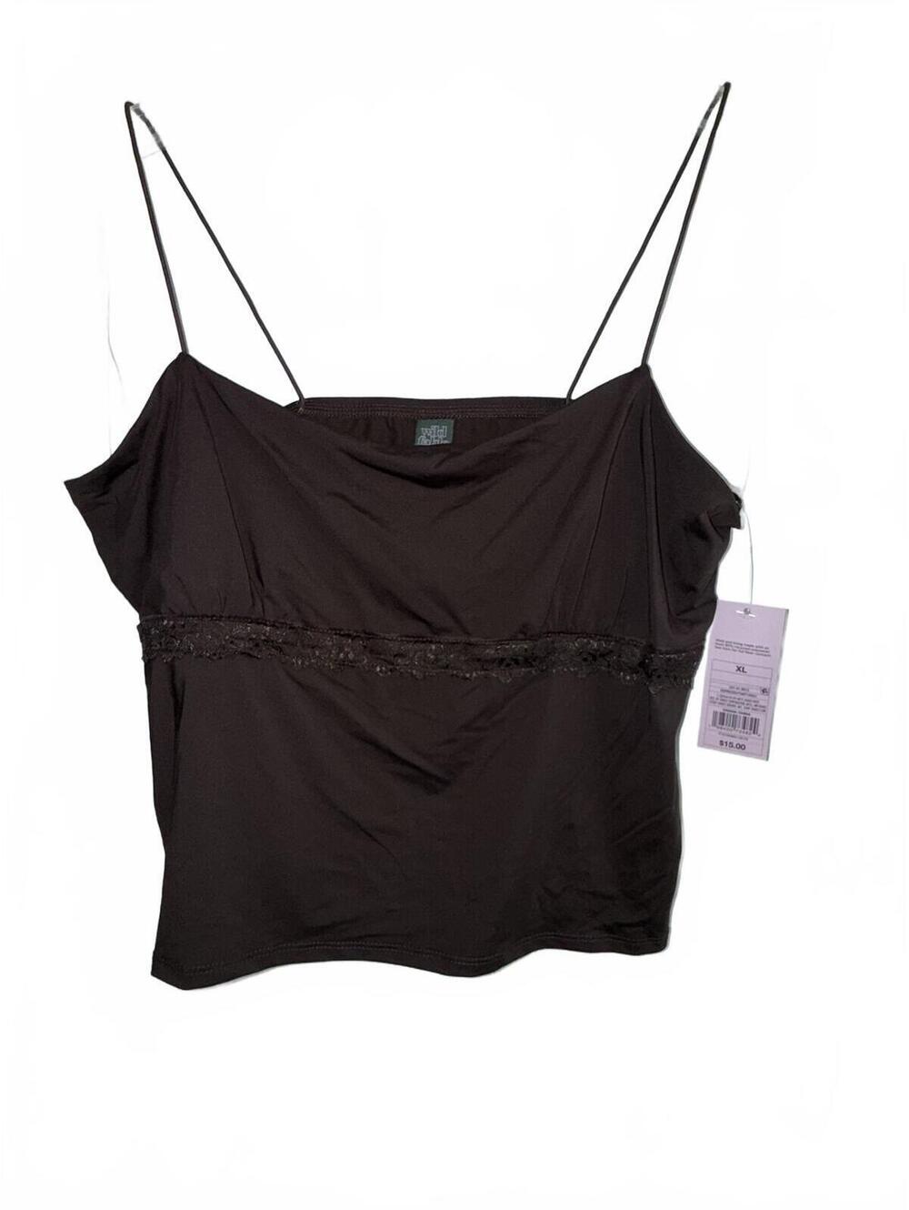 Wild Fable Dark Brown Lace‑Trim Spaghetti Strap Cami – Size XL, NWT - Picture 2 of 3